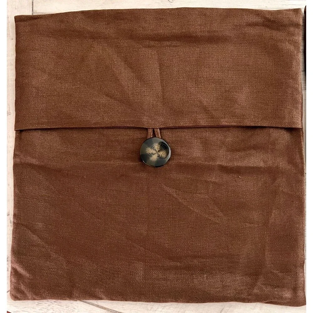 Pottery Barn Brown Decorative Accent Pillow Covers with Button Closure (Pair)